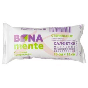 Салфетки марлевые стерильные Bona Mente 2-х слойные 16смх14см 10 шт.
