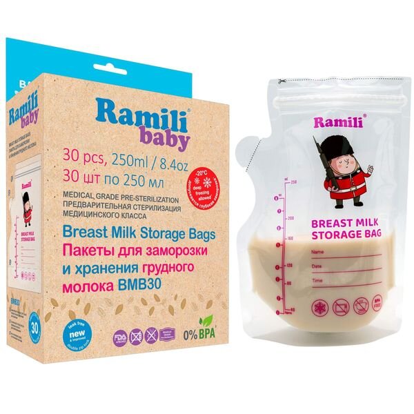 Пакеты для грудного молока Baby Ramili/Рамили 240мл (BMB30) 30 шт.