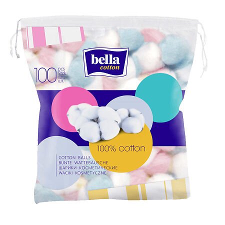 Ватные шарики Белла цветные 100 шт.