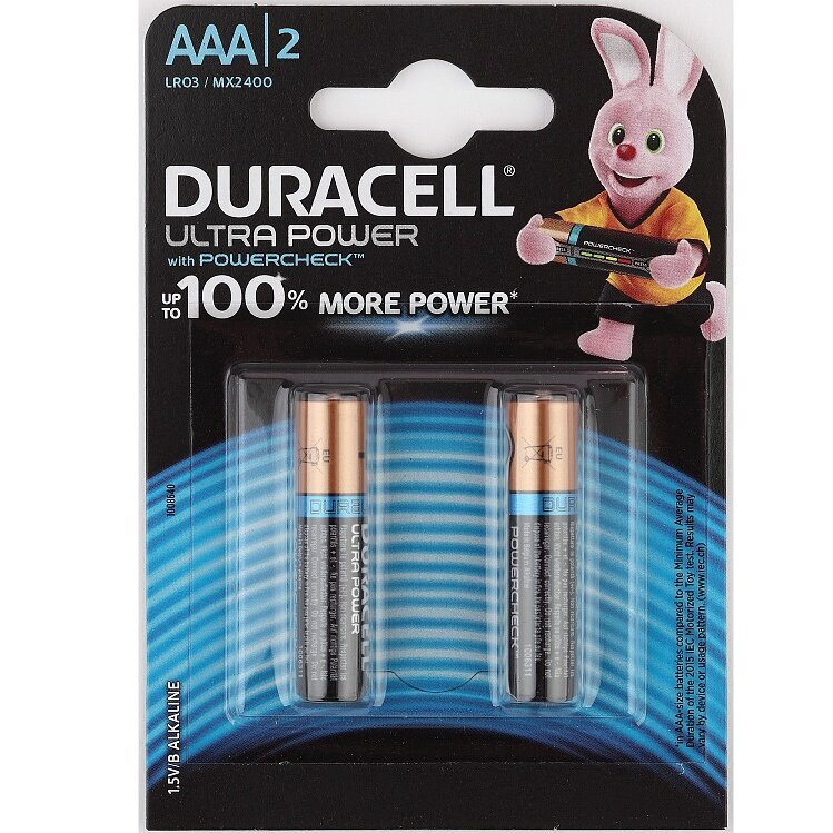 Duracell батарейка aaa ultra power 2 шт.