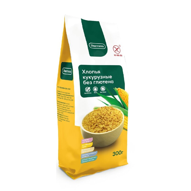 Хлопья кукурузные Диетика без глютена 300 г