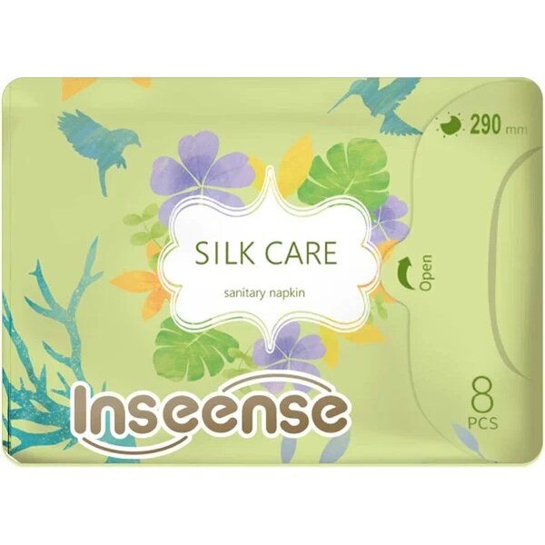 Прокладки женские гигиенические ночные Inseense Silk Care 5 капель 290 мм 8 шт.