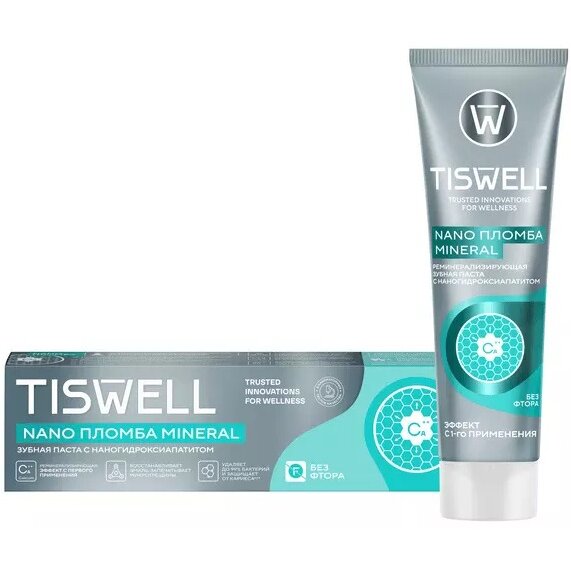 Зубная паста Tiswell реминерализующая с наногидроксиапатитом без фтора 110 г