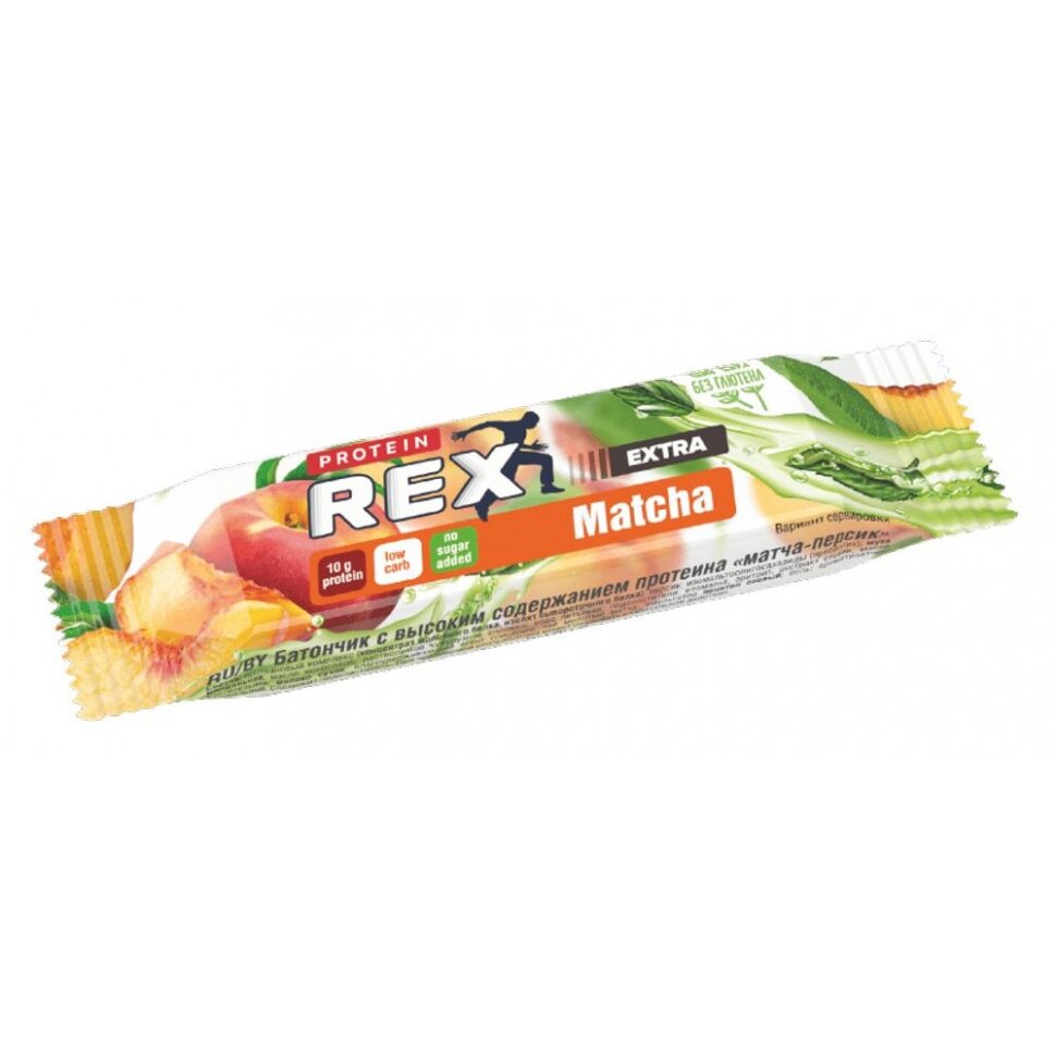 Батончик ProteinRex EXTRA с высоким содержанием протеина со вкусом матча-персик 40 г