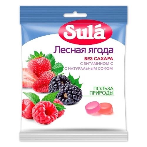 Леденцы Sula Лесная ягода без сахара с витамином С 60 г 1 шт.