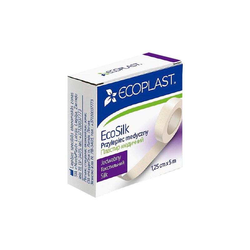Пластырь Ecoplast медицинский фиксирующий текстильный ecosilk 1.25x500см