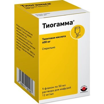 Тиогамма раствор для инфузий 1,2% флакон 50 мл