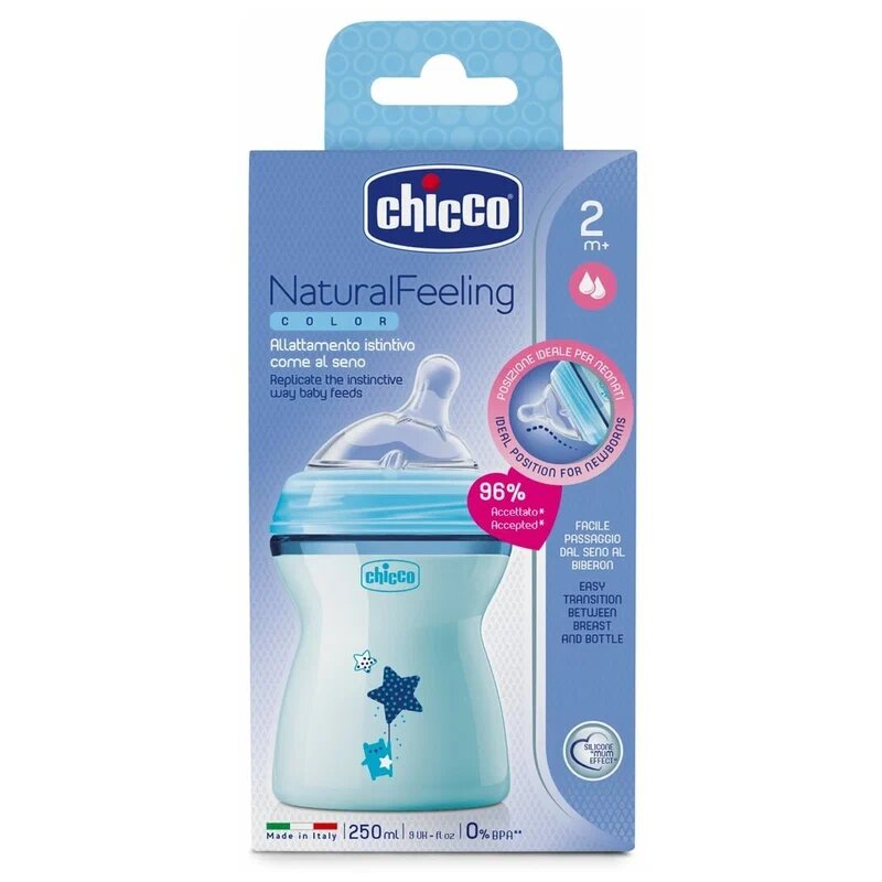 Chicco бутылочка natural feeling силикон соска 250мл +2мес 310205209 1 шт.