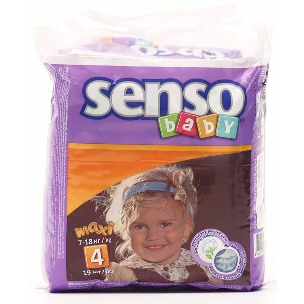 Подгузники Senso baby Maxi крем-бальз 7-18 кг 19 шт.