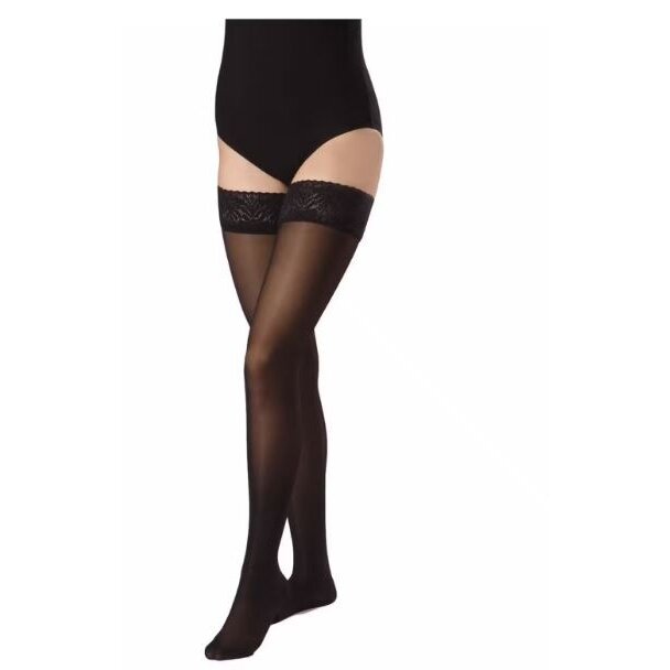 Чулки компрессионные B.Well Med JW-222 2 класс Nero с ажурным верхом р.2
