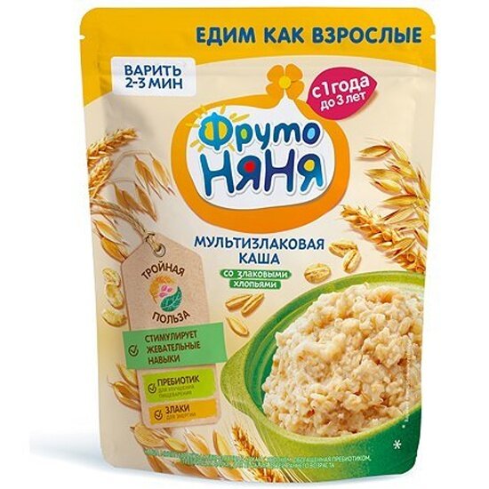 Фрутоняня каша безмолочная 12мес.+ мультизлаковая 200г яблоко