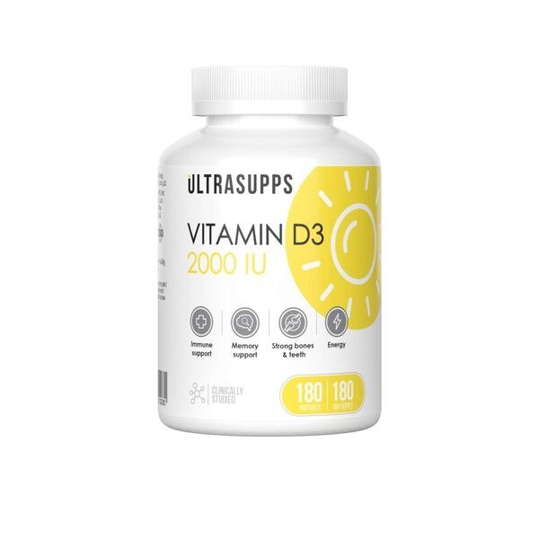 Витамин Д3 UltraSupps капсулы мягкие 2000МЕ 180 шт.