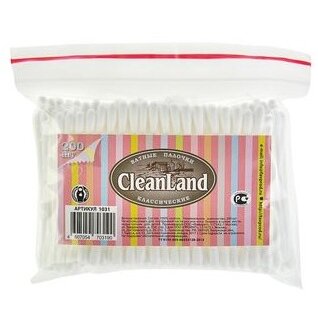 Ватные палочки CleanLand пакет 200 шт.