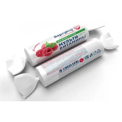 Барсукор для детей и взрослых мультивитамины со вкусом малины таблетки 2.2 г 10 шт.