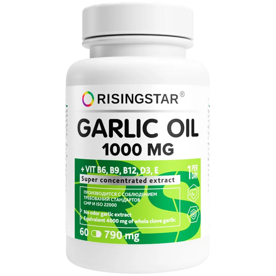 Экстракт чеснока Garlik oil с Омега-9 RISINGSTAR витамины группы В, Д и Е капсулы 60 шт.