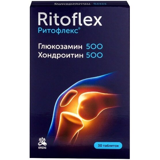 Глюкозамин 500 + Хондроитин 500 Erzig (Ritoflex) таблетки 1100 мг 30 шт.