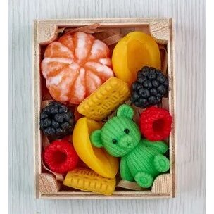 Мыло Дарена ручной работы коробка с фруктами и мишкой аромат фруктовый №2