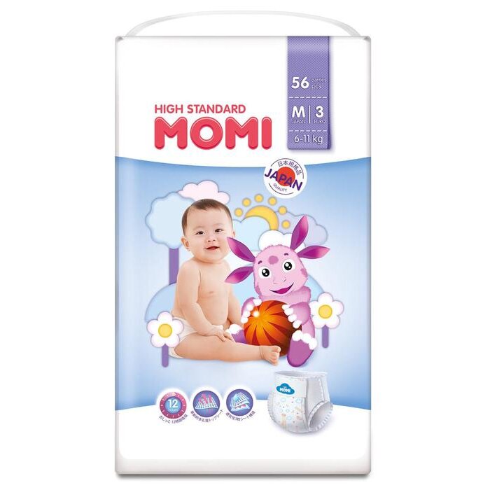 Подгузники-трусики Momi high standard размер m 6-11 кг 56 шт.