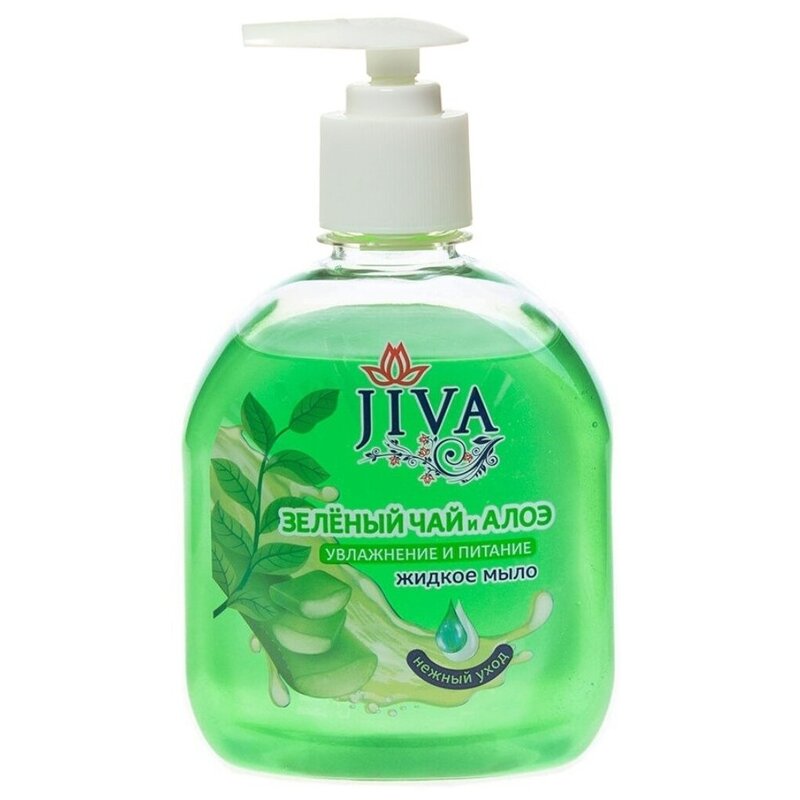 Jiva мыло жидкое с дозатором зеленый чай/алоэ 300 мл