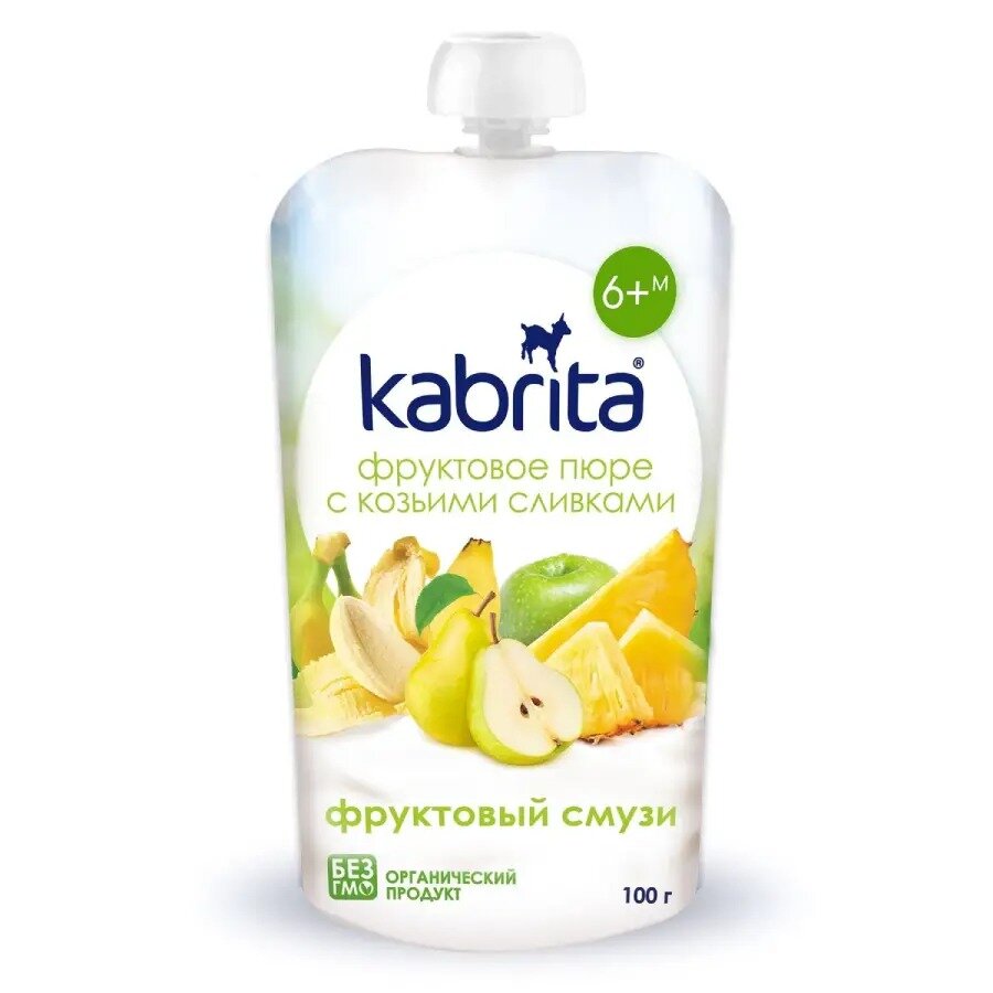 Пюре Kabrita банан-печенье-яблоко с козьими сливками 100 г