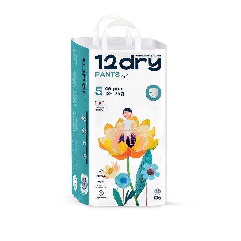 Подгузники-трусики детские 12dry Easy Waist р.5 (XL) 12-17 кг 46 шт.