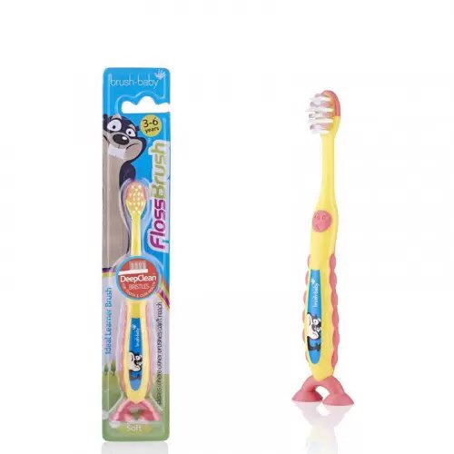 Зубная щетка для детей 3-6 лет цвет желтый мягкая FlossBrush Brush-Baby/Браш-Бэби (BRB211)