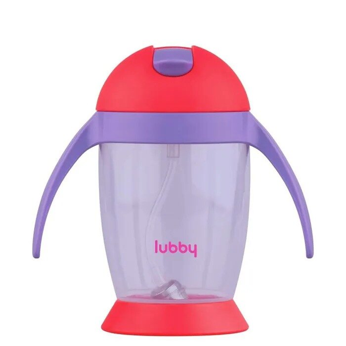 Поильник Lubby 9 мес.+ с мягкой трубочкой микс 23536 300 мл