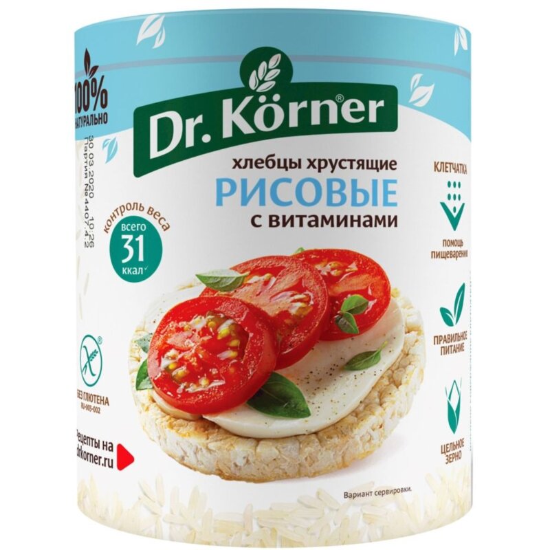 Хлебцы Dr.Korner Рисовые с витаминами 100 г