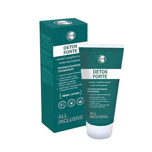 Маска All Inclusive Detox Forte с голубой глиной и АНА-кислотами противовоспалительная очищающая 70 мл