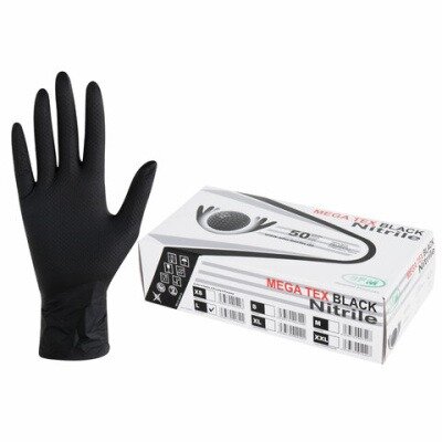 Перчатки нитриловые SFM Mega Tex Black смотровые черные р.L 25 пар