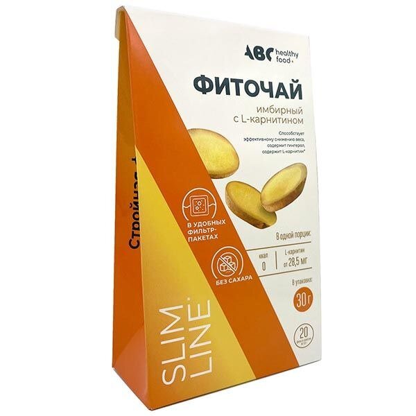 Чай имбирный с L-карнитином ABC Healthy Food Стройная фигура фильтр-пакеты 20 шт.