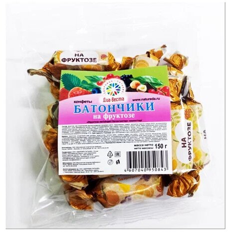 Конфеты на фруктозе в глазури Диа-веста вкусняшки 150 г