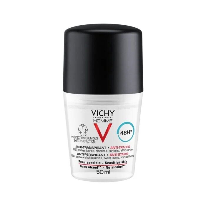 Дезодорант-шарик Виши (Vichy) Homme 48 ч против пятен 50 мл