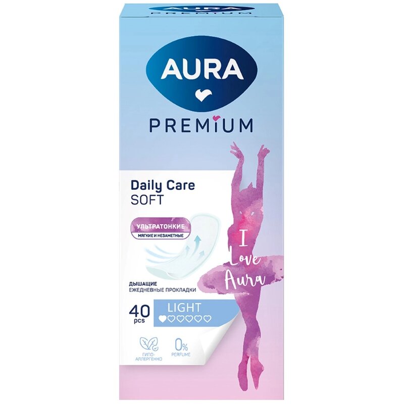 Прокладки ежедневные ультратонкие Aura premium light 40 шт.