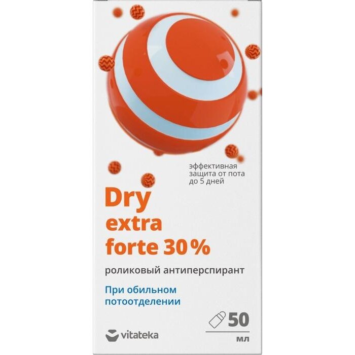 Антиперспирант Dry Control Extra Forte 30% со спиртом от обильного потоотделения ролик 50 мл
