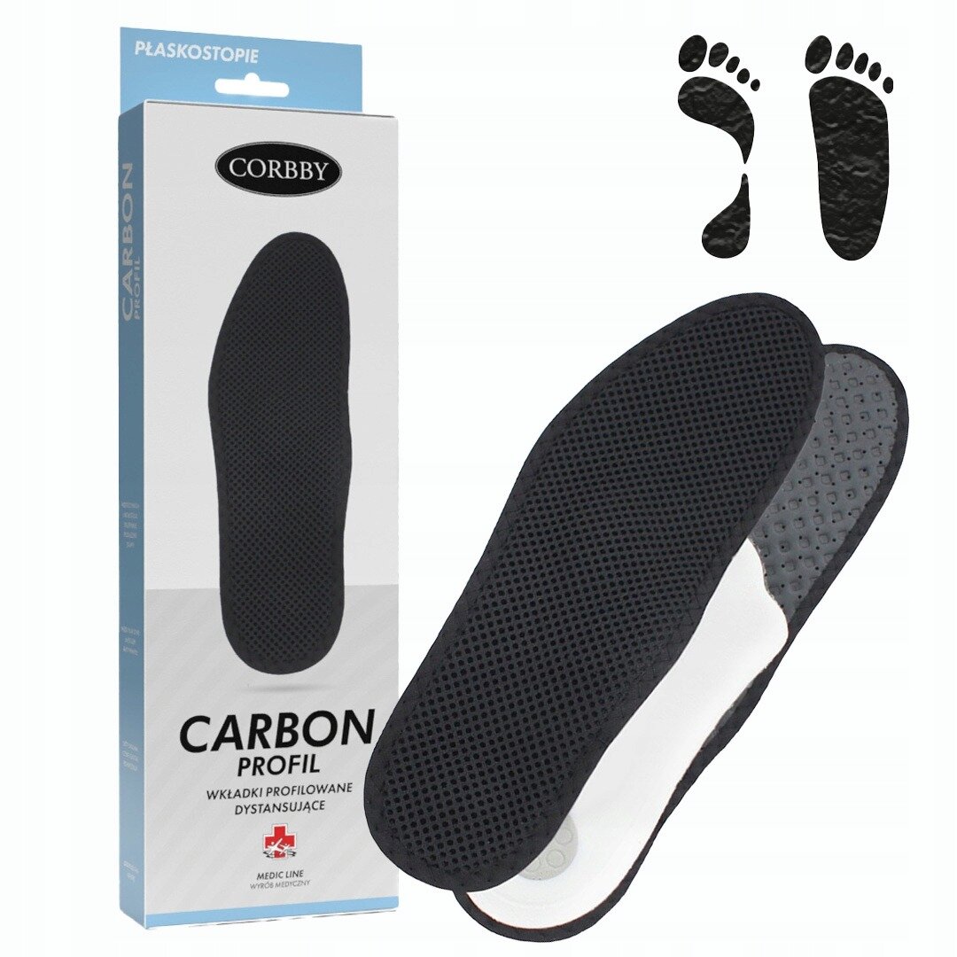 Стельки Corbby Carbon Profile латексные основа мембран ткань жесткий супинатор р.42