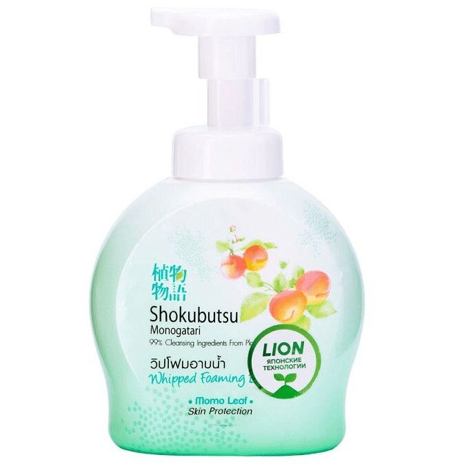 Гель-пена для душа Lion Thailand shokubutsu с экстрактом листьев Момо 450 мл