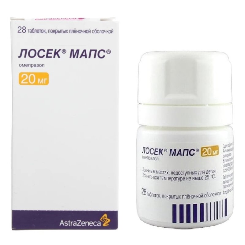 Лосек МАПС таблетки, покрытые пленочной оболочкой 20 мг 28 шт.