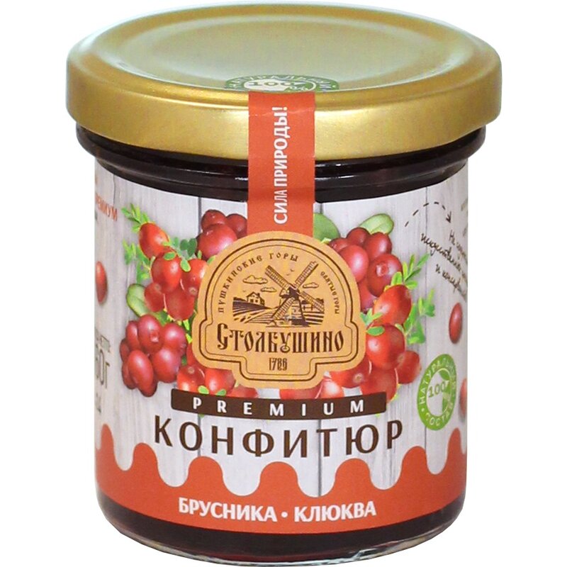 Конфитюр Столбушино Premium стерилизованный брусника-клюква 160 г