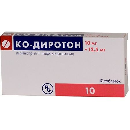 Ко-Диротон таблетки 10+12,5 мг 10 шт.