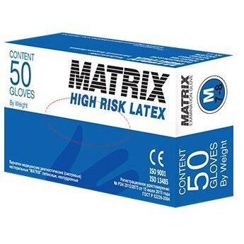 Перчатки Matrix смотровые н/стер. латексные неопудренные текстурированные high risk размер l 25 пар