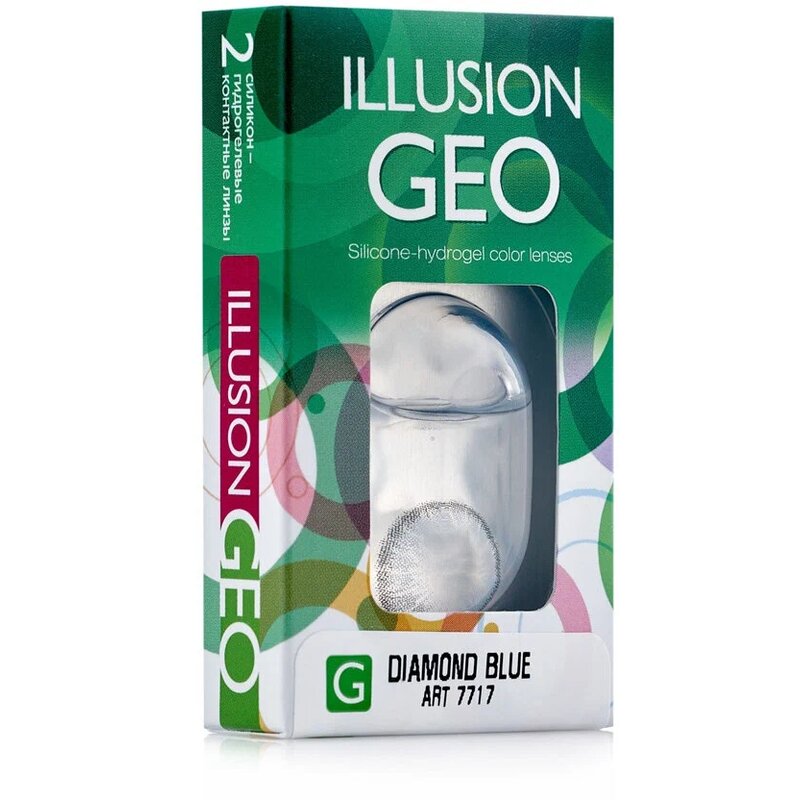 Линзы контактные Illusion Geo diamand blue 1 месяц -4.5/14.2/8.6/2 шт.