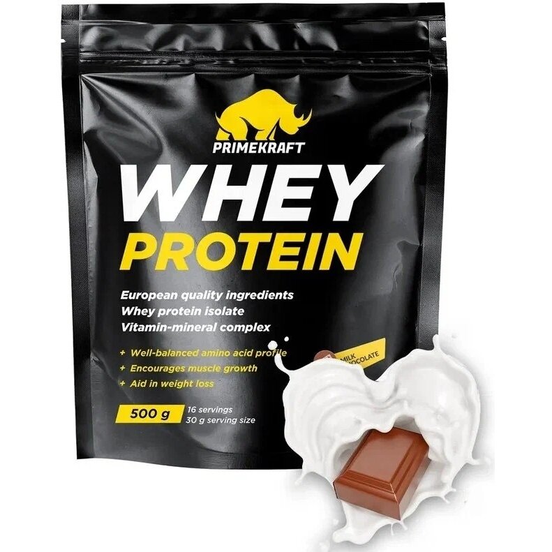 Протеин сывороточный Prime Kraft Whey Protein с витаминами и минералами молочный шоколад 500 г