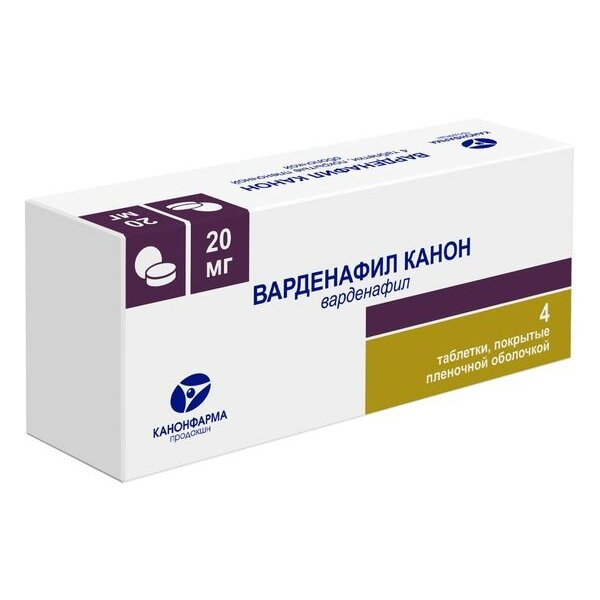 Варденафил канон таблетки 20 мг 4 шт.