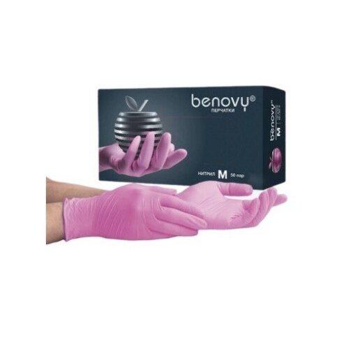 Перчатки нитриловые Benovy нестерильные р.M 100 шт.