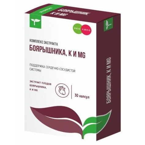 Комплекс экстрактов боярышника, K и Mg Эколеко капсулы 30 шт.