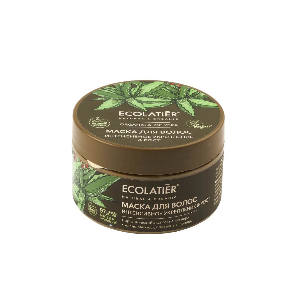 Маска для волос Интенсивное укрепление & Рост Серия Organic Aloe Vera, Ecolatier Green 250 мл