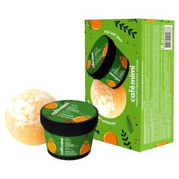 Набор Cafe Mimi Пряный апельсин: крем для тела 110 мл+бурлящий шар для ванны 120 г