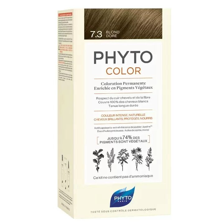 Краска для волос Phyto Color Фитосольба Золотистый блонд оттенок 7.3, 1 шт.