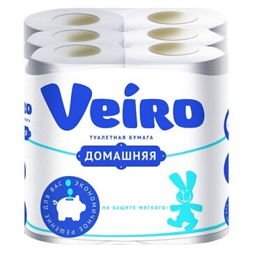 Бумага туалетная Linia veiro двухслойная белая домашняя 12 шт.